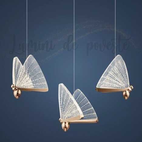 Pendul LED 12 W Butterfly 1 Auriu, LED inclus, 1 surse de iluminare, Lumina: Cald, Natural