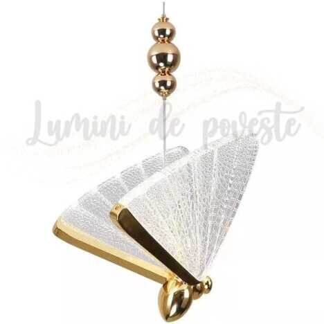 Pendul LED 12 W Butterfly 1 Auriu, LED inclus, 1 surse de iluminare, Lumina: Cald, Natural