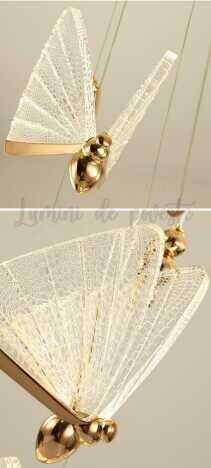 Pendul LED 12 W Butterfly 1 Auriu, LED inclus, 1 surse de iluminare, Lumina: Cald, Natural